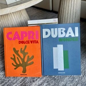 Assouline Capri Dolce Vita and Dubai Wonder Books - Vibrant Orange and Blue